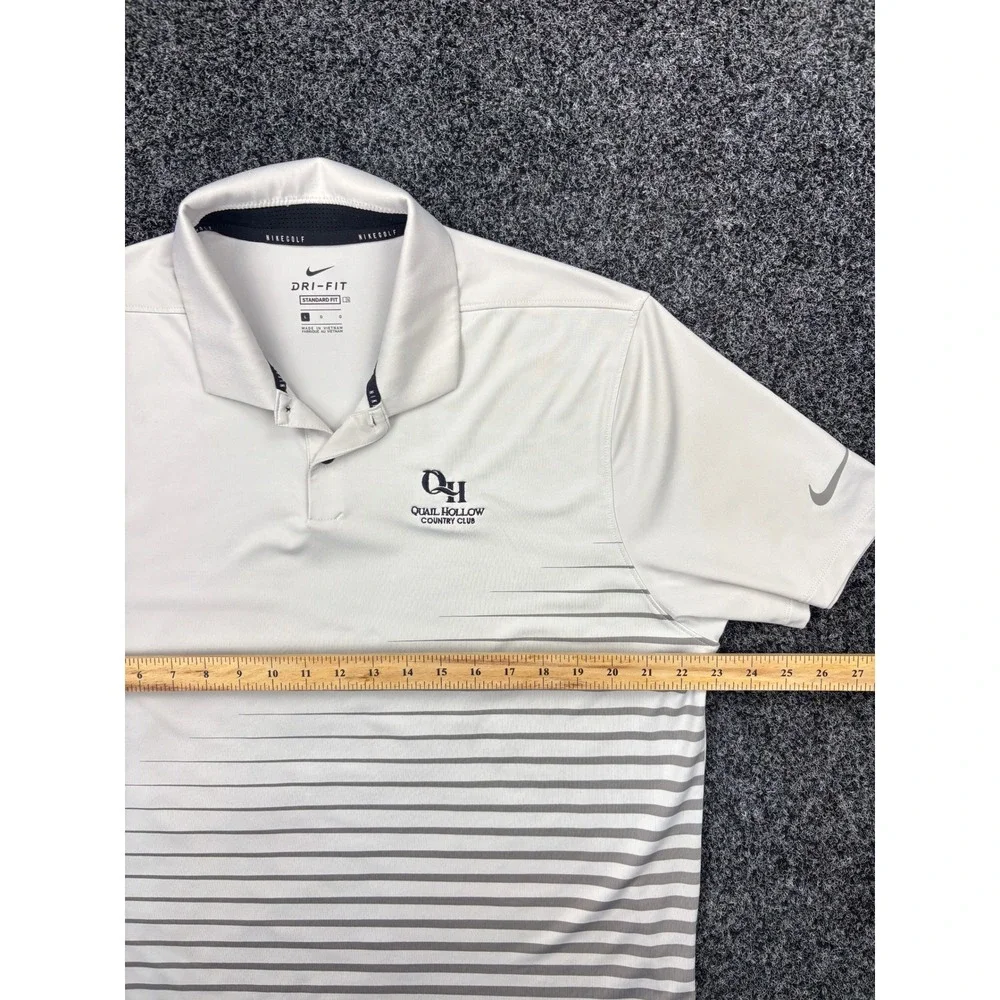 Nike Golf Dri-Fit Mens Large Polo Quail Hollow Country Club Shirt Embroidered